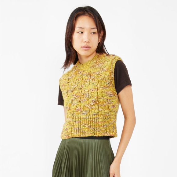 YMC Sweaters - YMC Yellow Wool Blend Sweater Vest